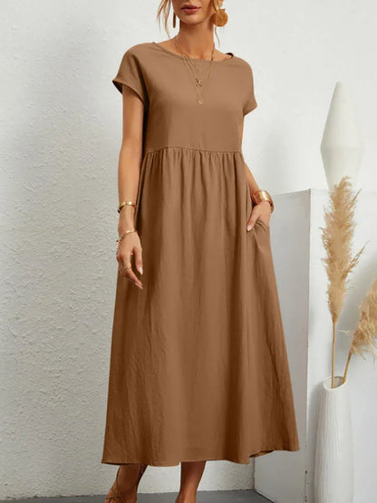 O-neck vintage cotton dress - Brenda