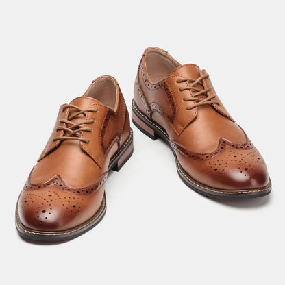 Leather Wingtip Brogue Oxford Lace-Up Shoes