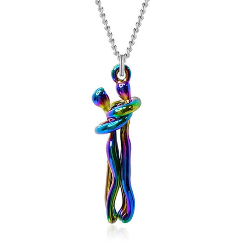 Golden Embrace Couple Pendant Necklace