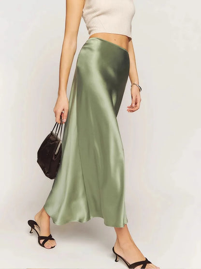 Luxe satijnen midirok met asymmetrische snit voor dames
