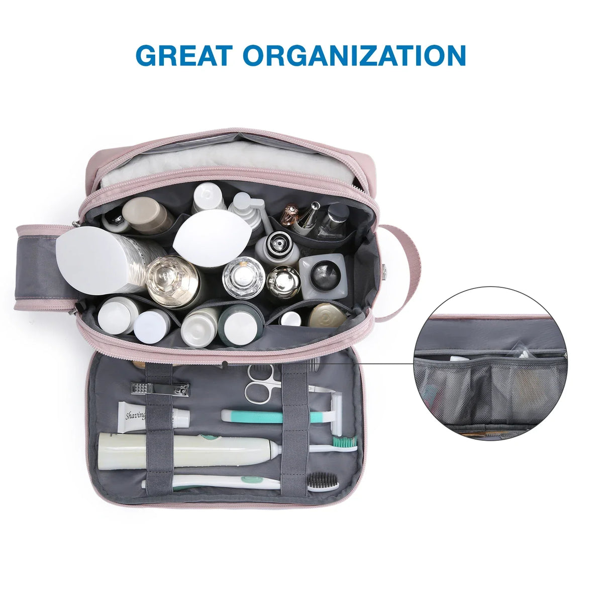 Beauty case idrorepellente con scomparti multipli e cerniere – Pratico per i viaggi