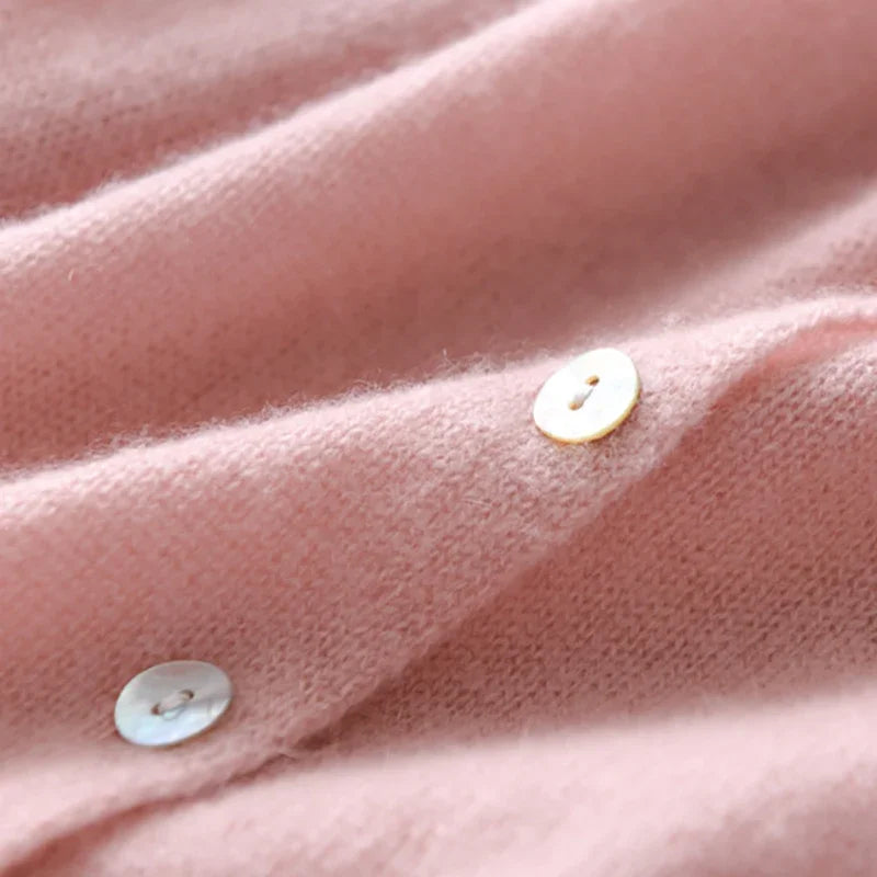 Ladies' Cosy Knitted Cardigan with Button Closure and Wide Neck