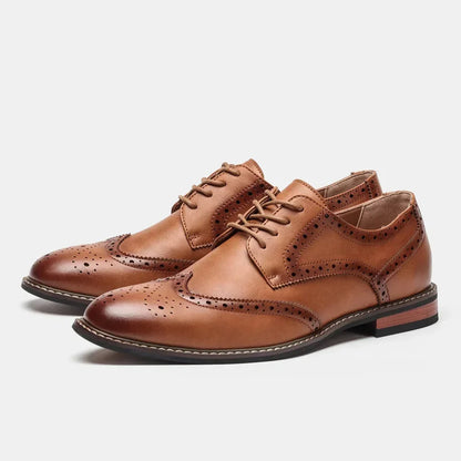 Leather Wingtip Brogue Oxford Lace-Up Shoes