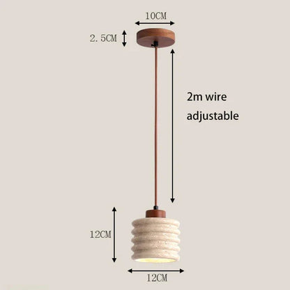 Luxe Travertine Pendant Lamp with LED – Cream Design