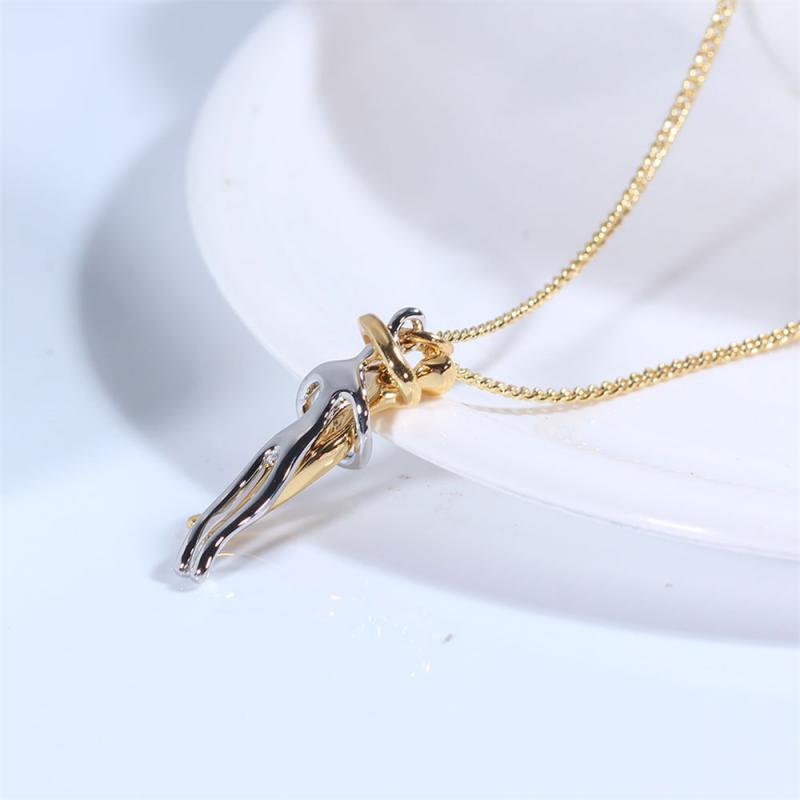 Golden Embrace Couple Pendant Necklace