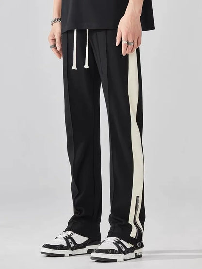 Unisex 90s Inspired Sweatpants with Side Stripe and Zip Detail at the Bottom