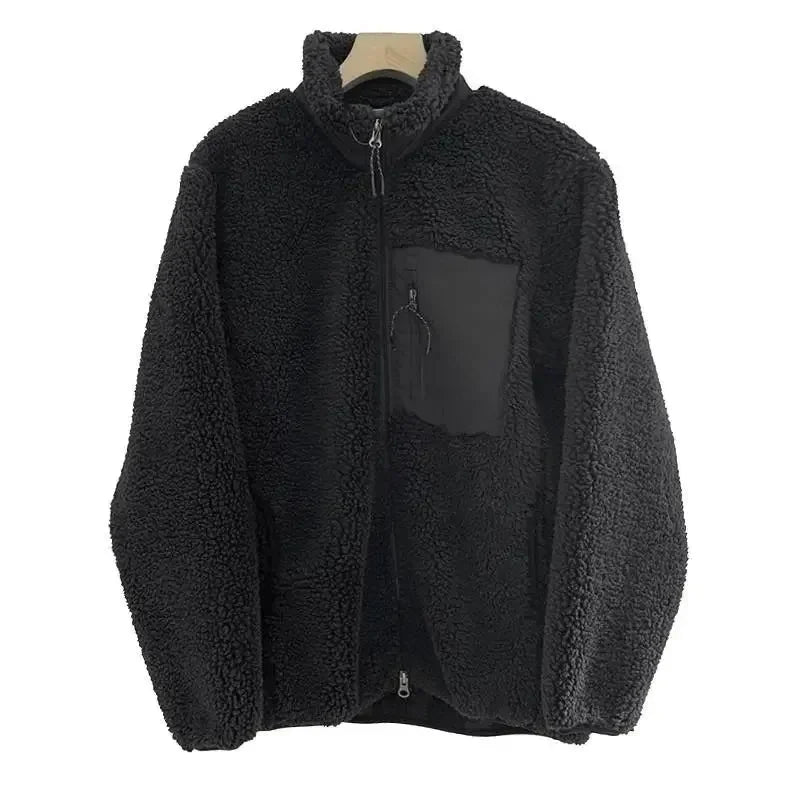 Ladies' Warm Teddy Jacket with High Collar and Zip Pockets