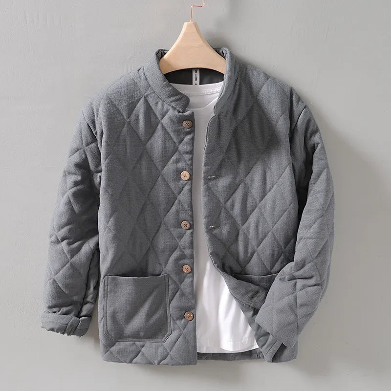 Men's Summer Jacket with Buttons and Diamond Quilting