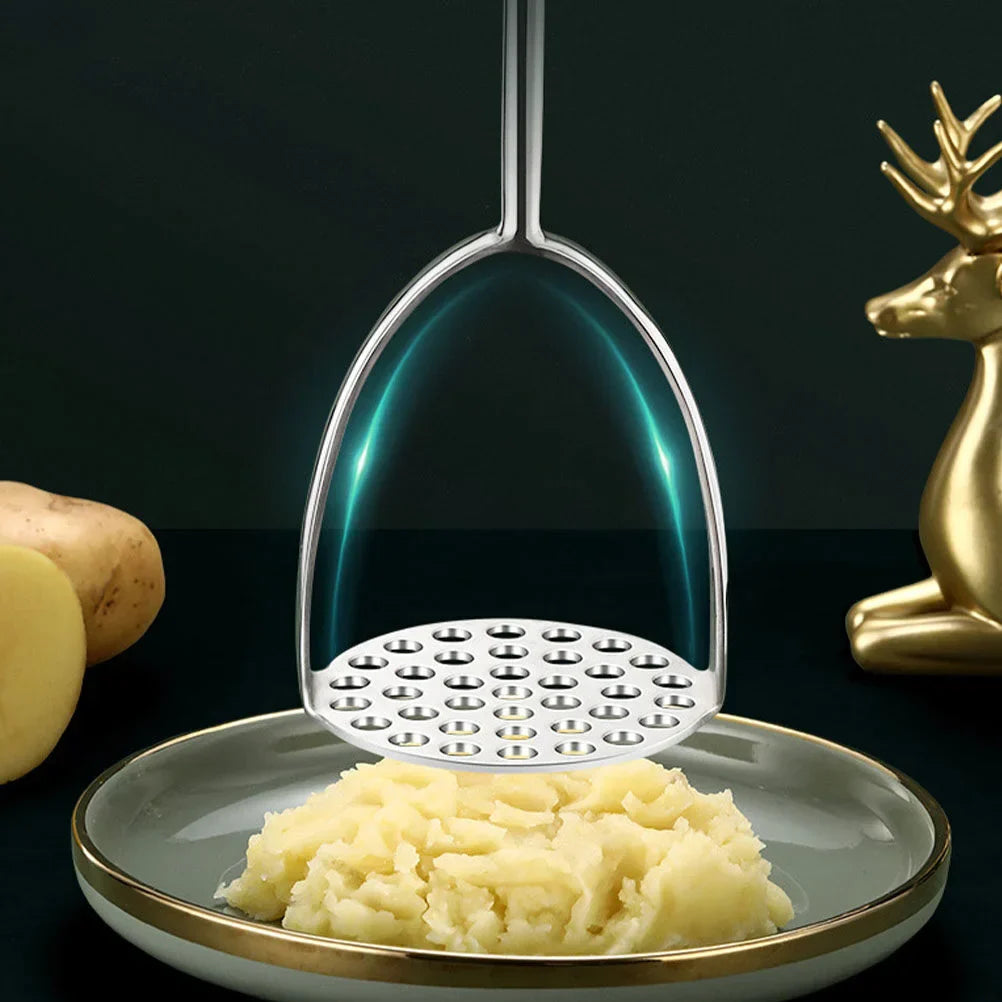 Stainless Steel Potato Masher - Wooden Handles - Durable and Efficient