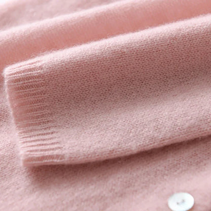 Ladies' Cosy Knitted Cardigan with Button Closure and Wide Neck