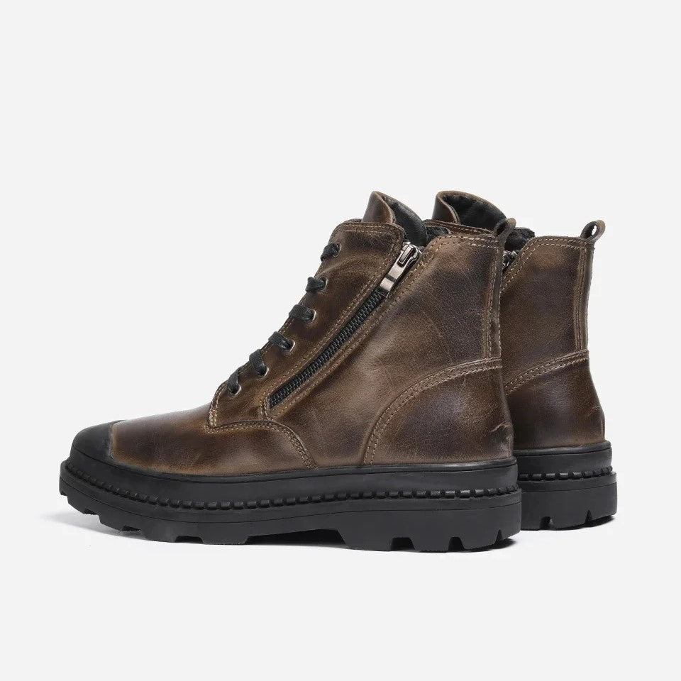 Vintage-Herrenstiefel aus Leder mit Schnürung und Reißverschluss – warm, robust und langlebig