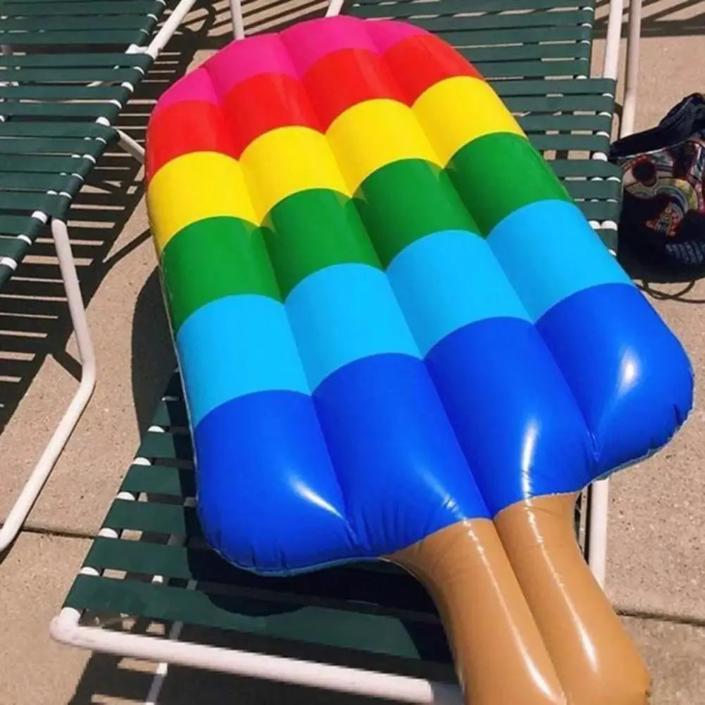 Flotador inflable para piscina con forma de helado - alegre tumbona arcoíris para la piscina