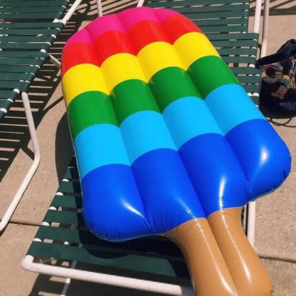 Flotador inflable para piscina con forma de helado - alegre tumbona arcoíris para la piscina