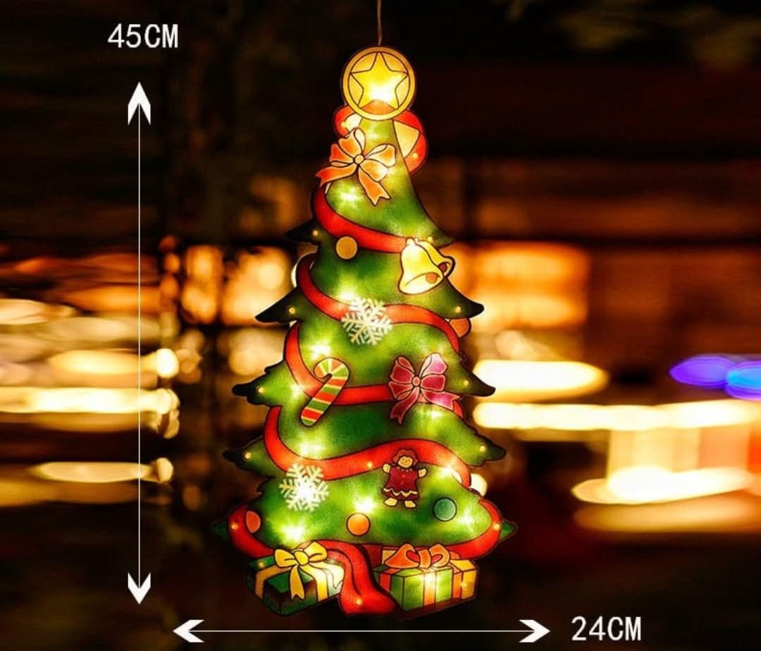 Decorațiune LED de Crăciun pentru fereastră, cu ventuză