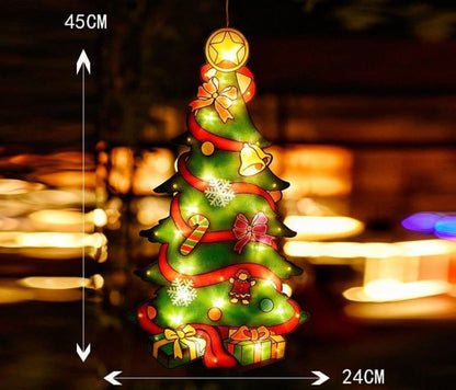 Decorațiune LED de Crăciun pentru fereastră, cu ventuză