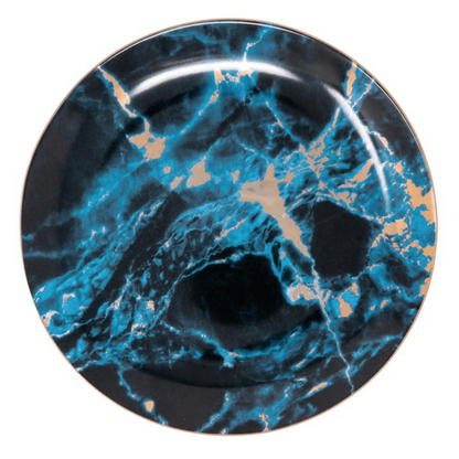 Luxury Porcelain Plates with Marble Effect and Gold Accents for Stylish Table Settings
