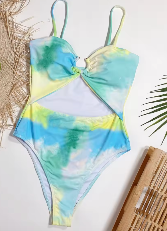 Swimsuit with Tie-Dye Cutout