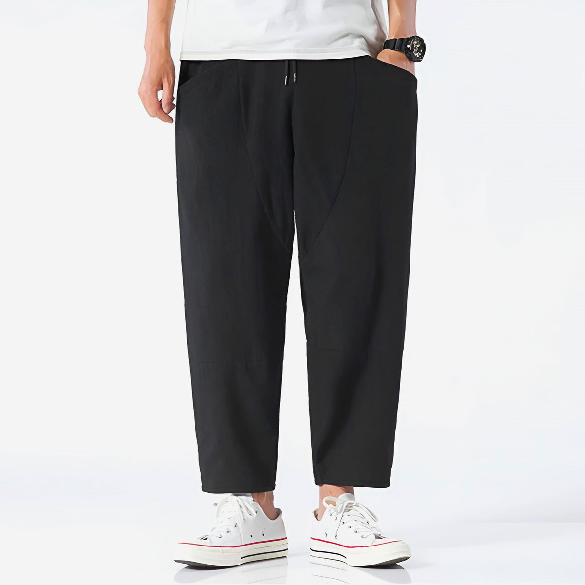 Pantalon court pour homme en coton et lin – Respirant, confortable et décontracté