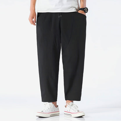 Pantalon court pour homme en coton et lin – Respirant, confortable et décontracté