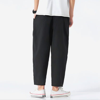 Pantalon court pour homme en coton et lin – Respirant, confortable et décontracté