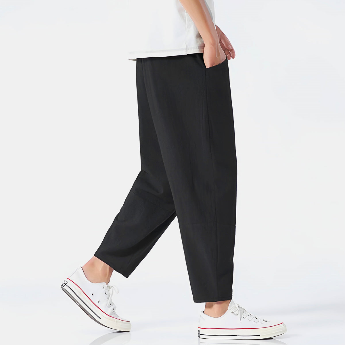 Pantalon court pour homme en coton et lin – Respirant, confortable et décontracté
