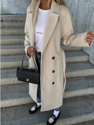 Warm trench coat with belt for women | winter