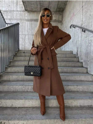 Warm trench coat with belt for women | winter