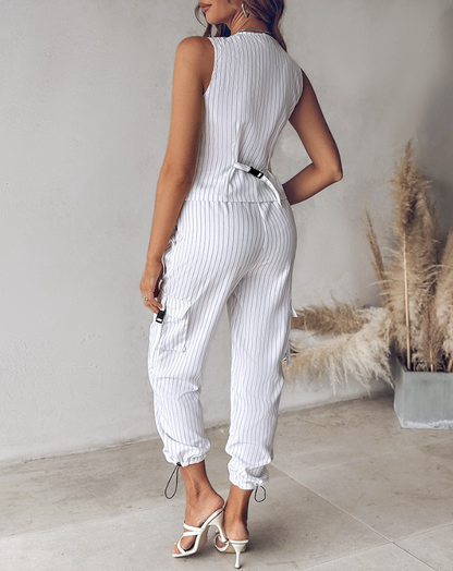 Striped 2-Piece Suit Set Vest and Pants for Women - Nalla