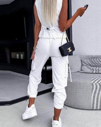 Striped 2-Piece Suit Set Vest and Pants for Women - Nalla