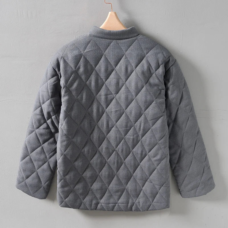 Men's Summer Jacket with Buttons and Diamond Quilting