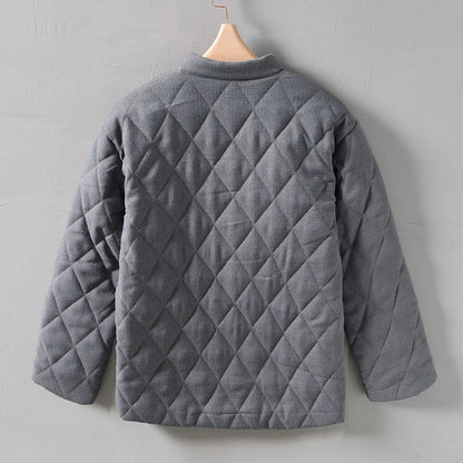 Men's Summer Jacket with Buttons and Diamond Quilting