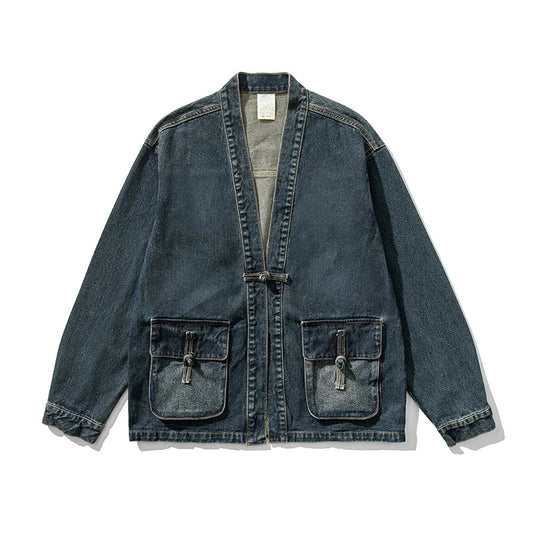 Vintage Denim Kimono Jacket for Unisex – Oversized, Utility and Relaxed