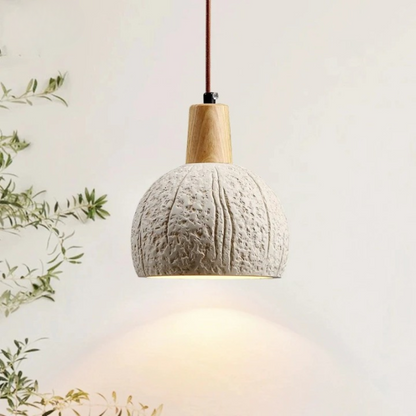 Elegante runde Pendelleuchte aus Beton mit LED-Beleuchtung