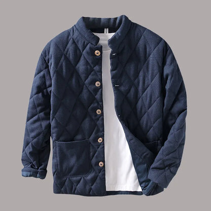 Men's Summer Jacket with Buttons and Diamond Quilting