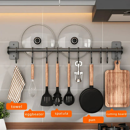 Kitchen Hook Rack - Steel - Wall Storage - Lid and Cookware Storage