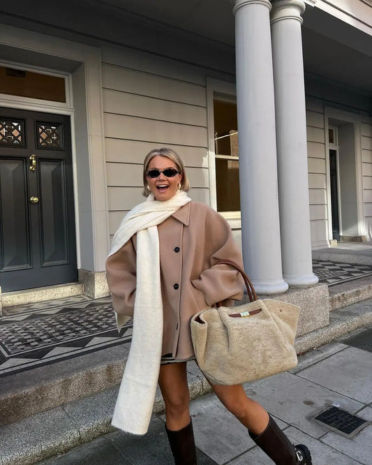 Frostine - Abrigo de invierno extragrande con botones grandes