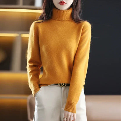 Ladies' Luxe Soft Knitted Roll Neck Jumper with Ribbed Cuffs