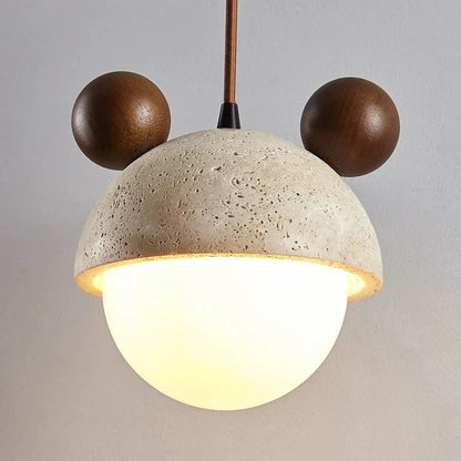 Elegant Micky-pendellampe i travertin med LED-belysning