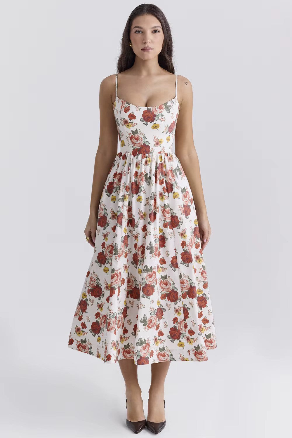 Vintage-Sommerkleid mit eleganter A-Linie und eckigem Ausschnitt