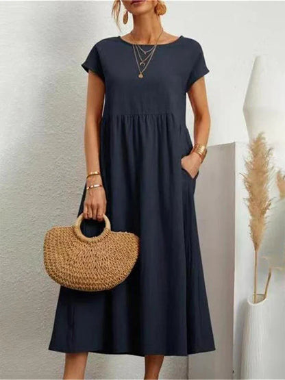 O-neck vintage cotton dress - Brenda