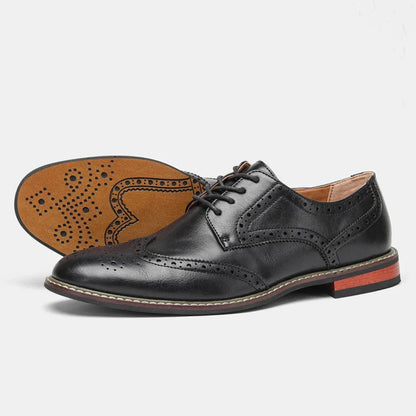 Leather Wingtip Brogue Oxford Lace-Up Shoes