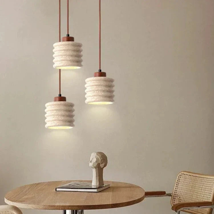 Luxe Travertine Pendant Lamp with LED – Cream Design