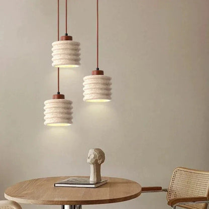 Luxe Travertine Pendant Lamp with LED – Cream Design
