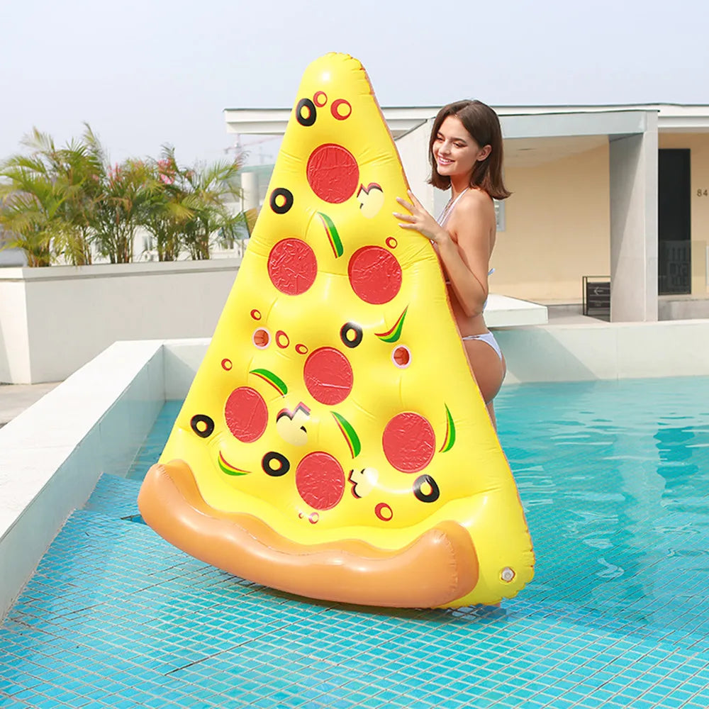 Colchoneta gigante para piscina con forma de pizza - relájate y disfruta con estilo