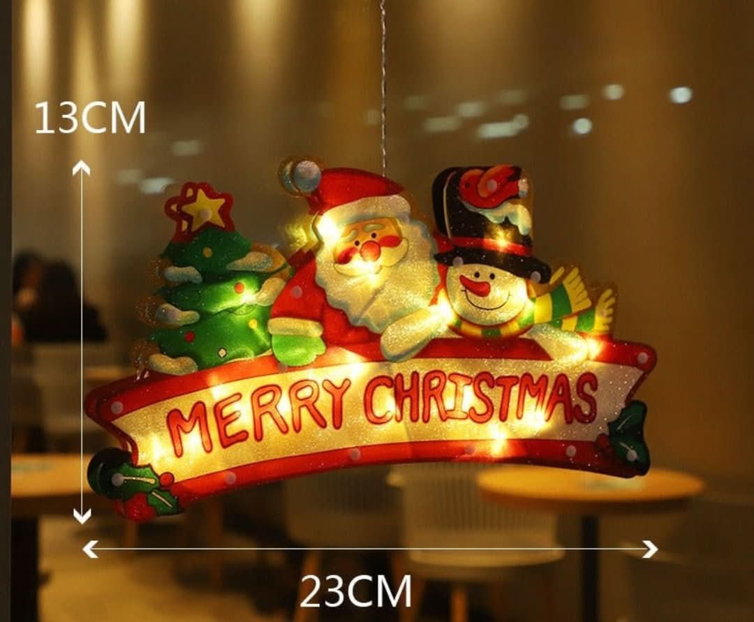 Decorațiune LED de Crăciun pentru fereastră, cu ventuză