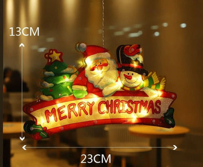 Decorațiune LED de Crăciun pentru fereastră, cu ventuză