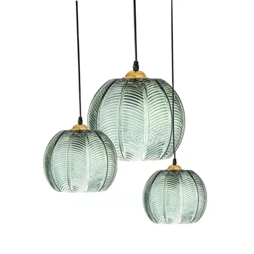 Modern Nordic Pendant Light with Green Leaf Pattern