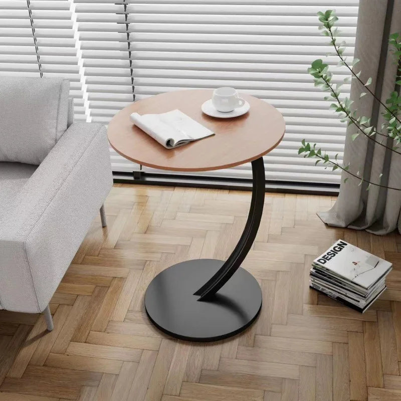 Tavolino rotondo compatto per soggiorno e camera da letto, con struttura stabile