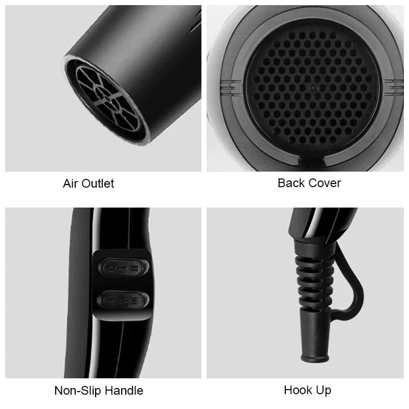 2200W Professional Hair Dryer – Powerful Quick Heating with Warm and Cold Settings