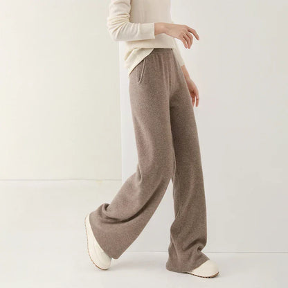 Luxury Women's Corduroy Trousers with Wide Legs and Elastic Waist